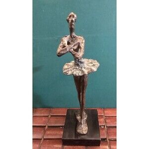 Brutalist Forged Bronze Alberto Giacometti Style Ballerina Dancer Sculpture 10"